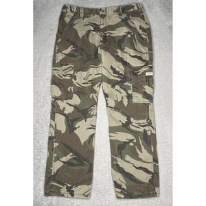 Wrangler Camo Cargo Pants Men's 36x30 Faded Brown & Green Lining Outdoor Hunting
